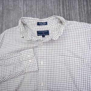Hathaway Sport Mens Liberty Dobby Button Down Shirt Large Green White Grid Check